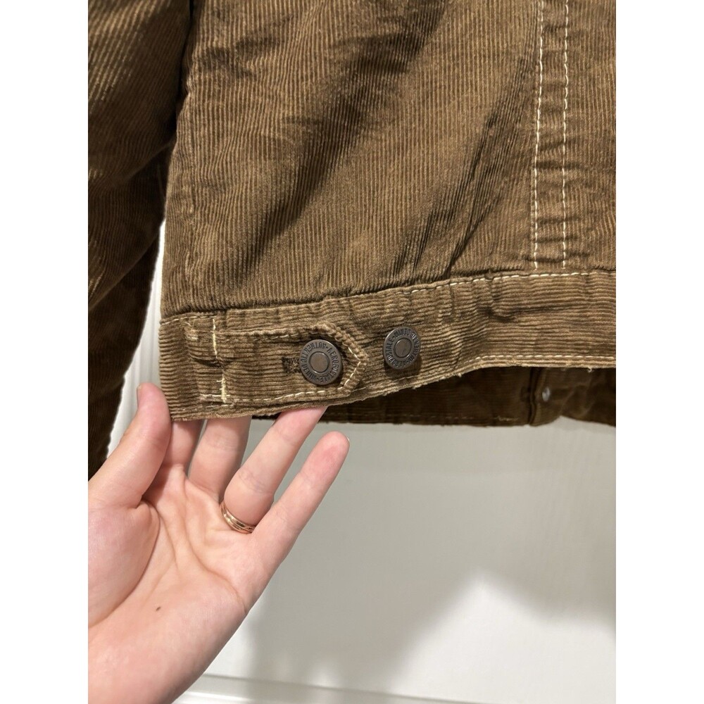 Compagnie Generale Men's Brown Sherpa Lined Cotton Trucker Jacket Button XL - Picture 3 of 10